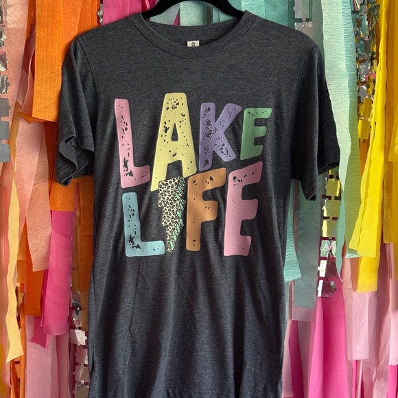 Tultex Tops - Tultex Charcoal 'Lake Life' Graphic Tee